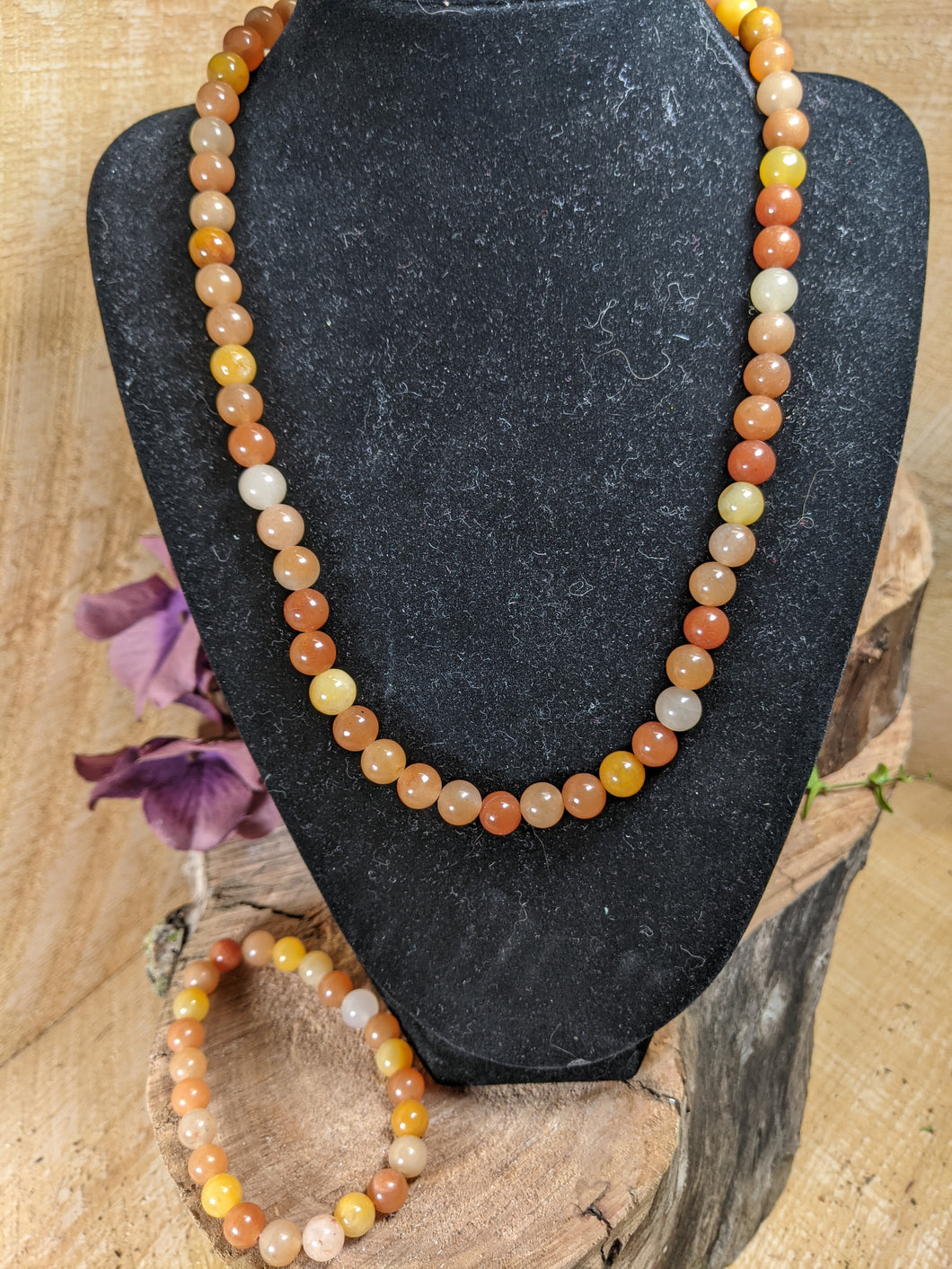 Yellow Jade Necklace and Bracelet Set
