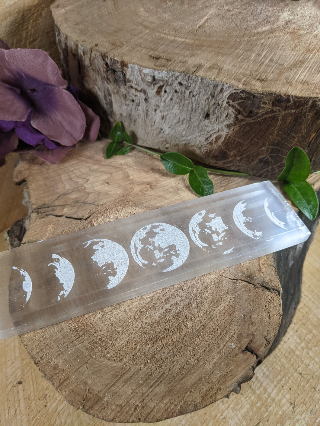 Selenite Charging Plate with Moon Phases