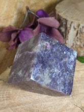 Load image into Gallery viewer, Lepidolite with Pink Tourmaline Standing Cube (Unicorn Stone)
